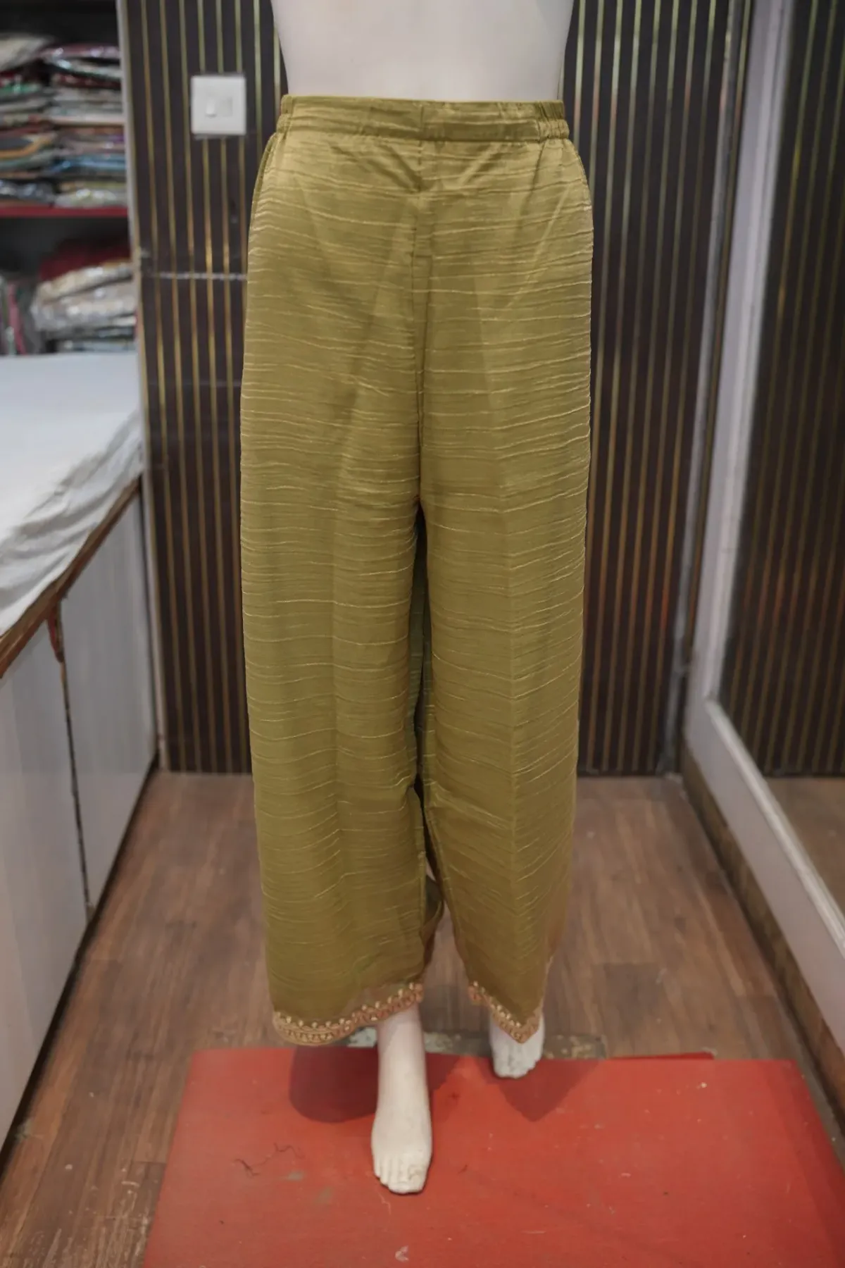 Olive Green Embroidered Kurta Set with Matching Dupatta thumbnail 4